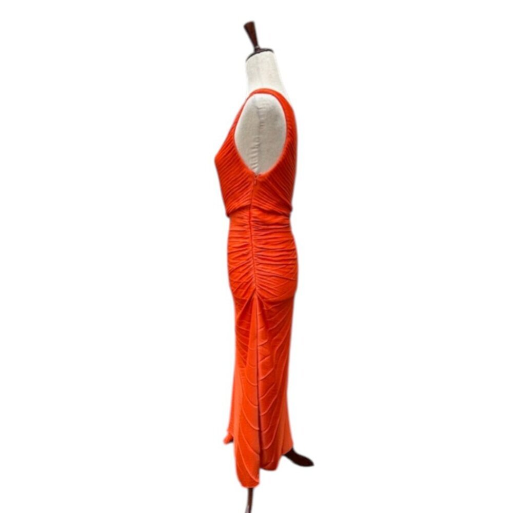 House of Harlow 1960 Off Orange Cut Out One Shoulder Pleated Dress Size Medium - Picture 6 of 16